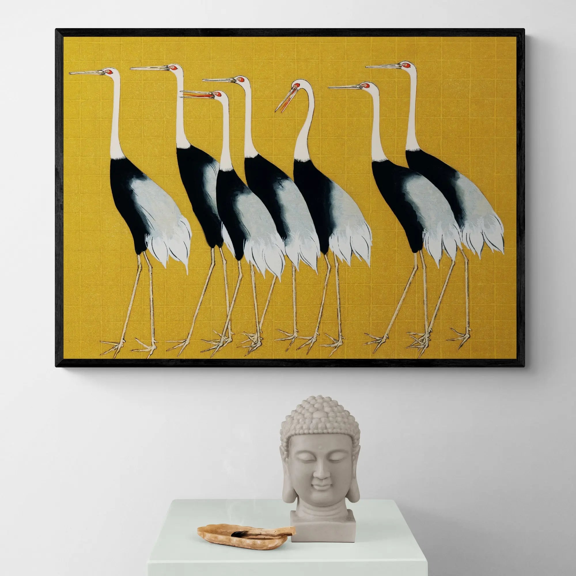 Japanese Red Crown Crane by Ogata Korin Framed Wall Art | Inka