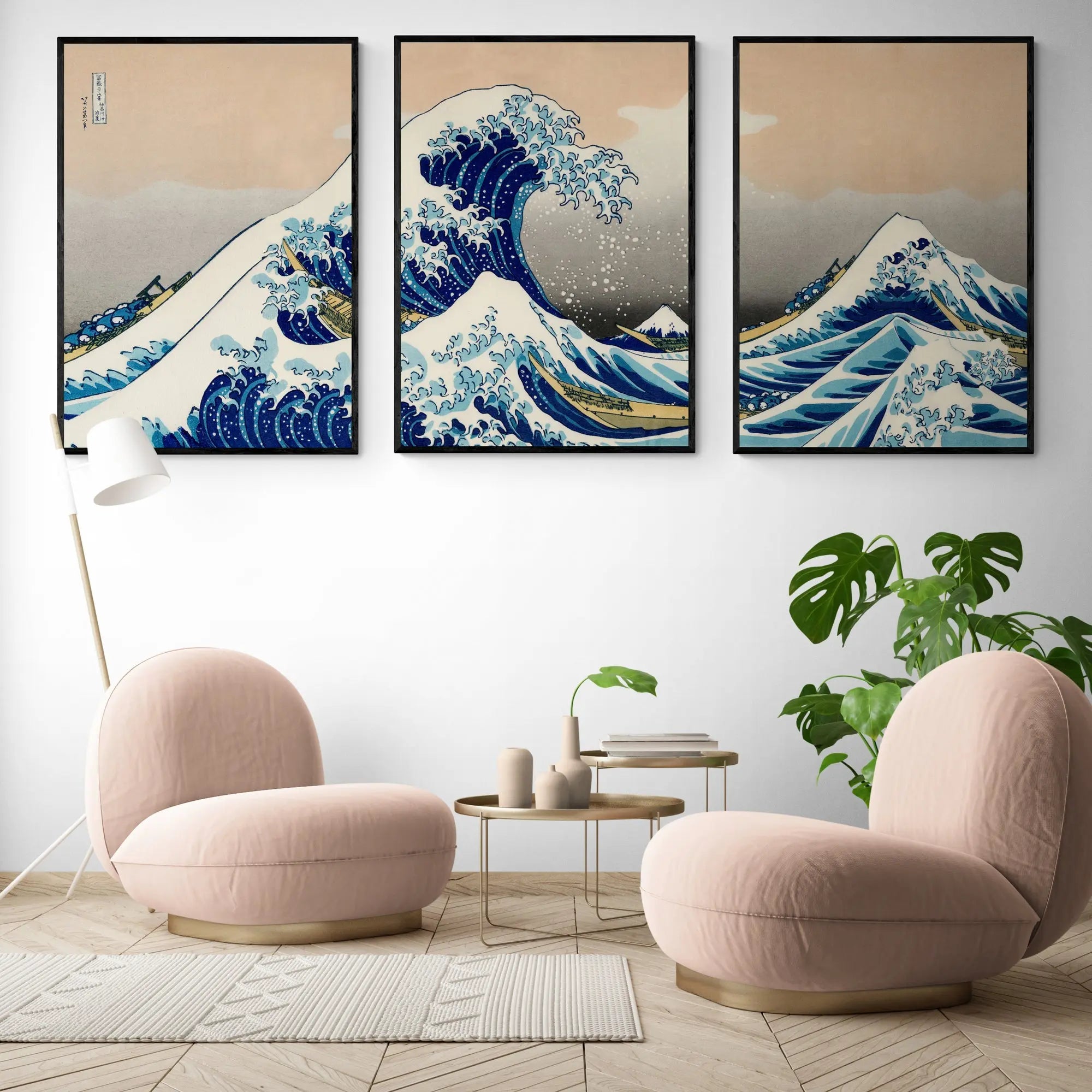 3x Great Wave Exhibitions by Hokusai Framed Wall Art | Inka