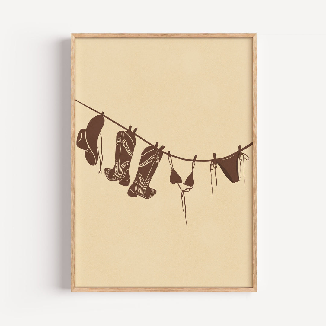 Texas Boots & Bikinis Art Print