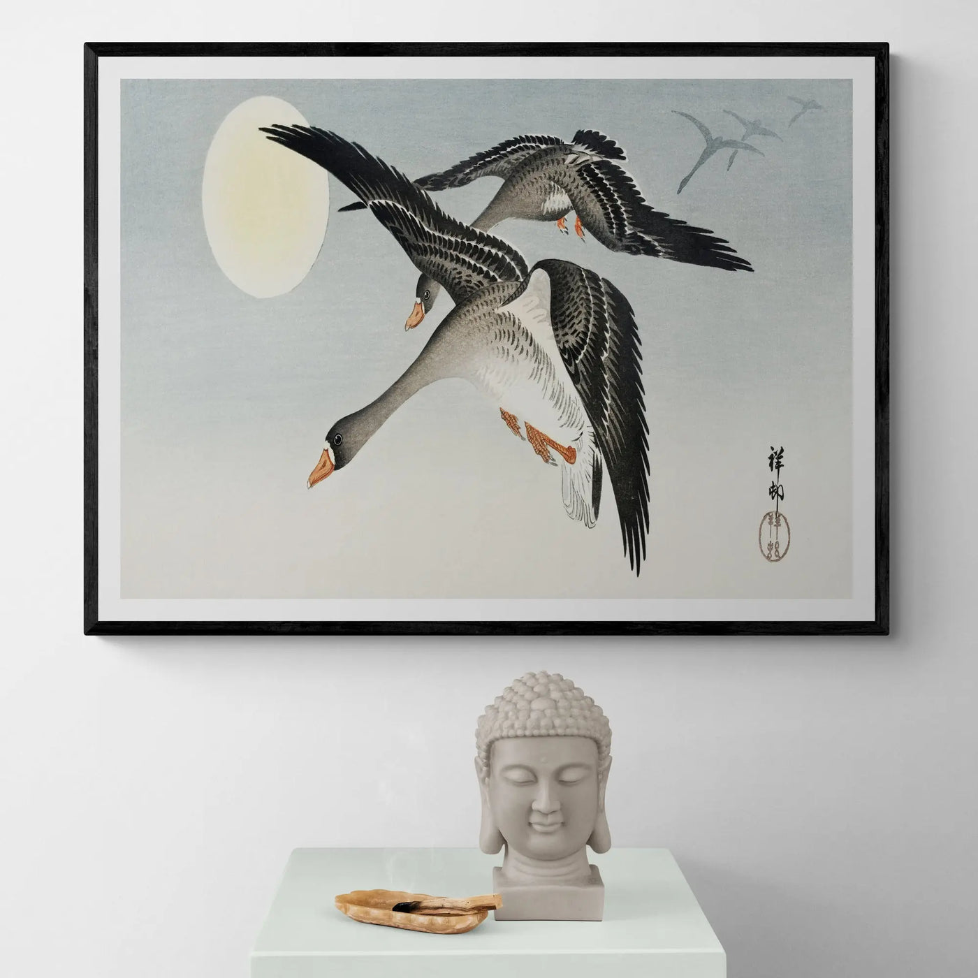 Birds At Full Moon by Ohara Koson Framed Wall Art | Inka Arthouse