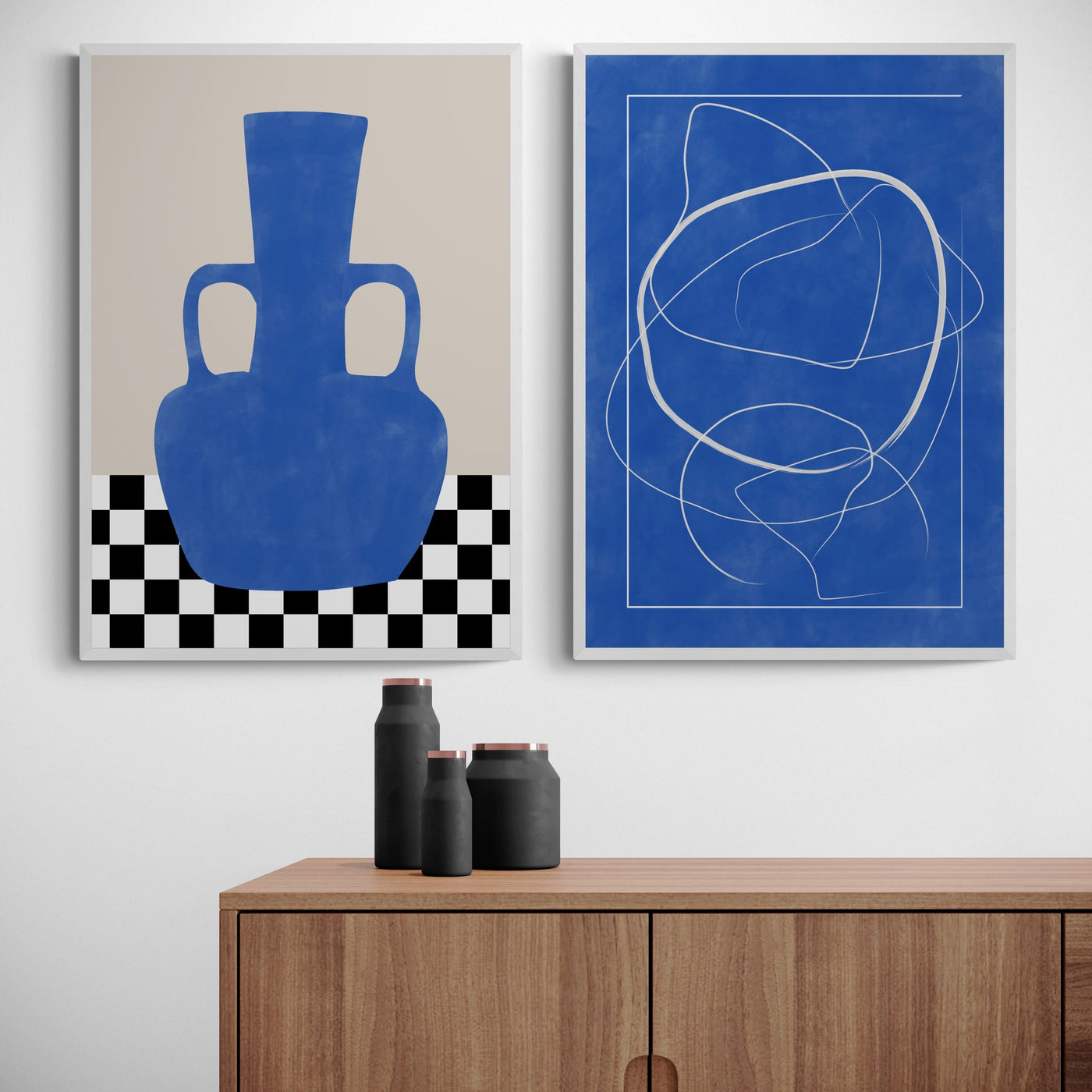 Blue Abstract Set by Elena Ristova Framed Wall Art | Inka Arthouse