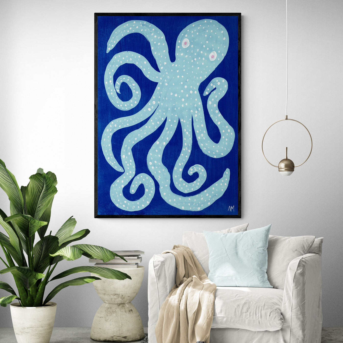 Blue Octopus by Nancy McKie Framed Wall Art | Inka Arthouse – Inka