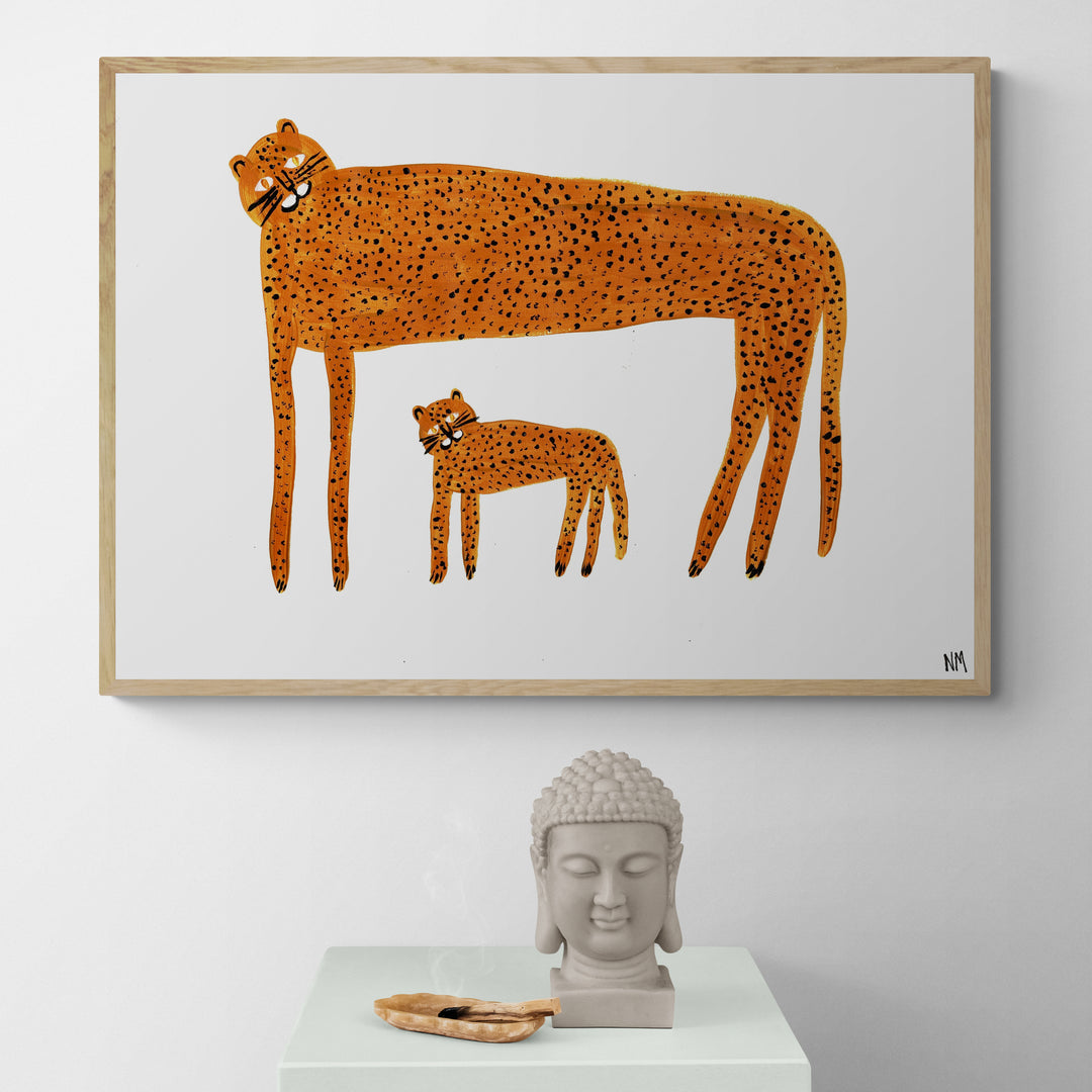 NACH leopard sur branche 枝の上の豹 ポーセリン 手書き NACH leopard