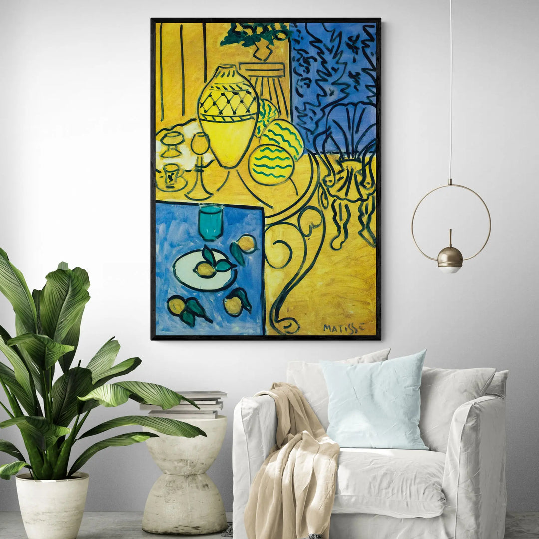 Interior In Yellow And Blue by Henri Matisse Framed Wall Art