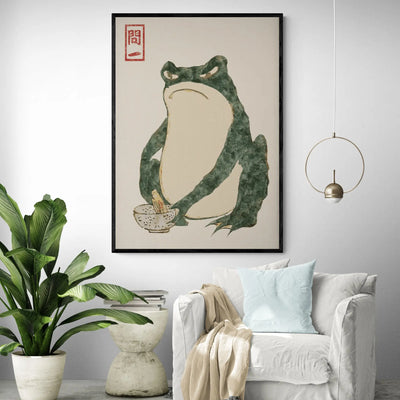 Japanese Green Frog Art Print Framed Wall Art | Inka Arthouse