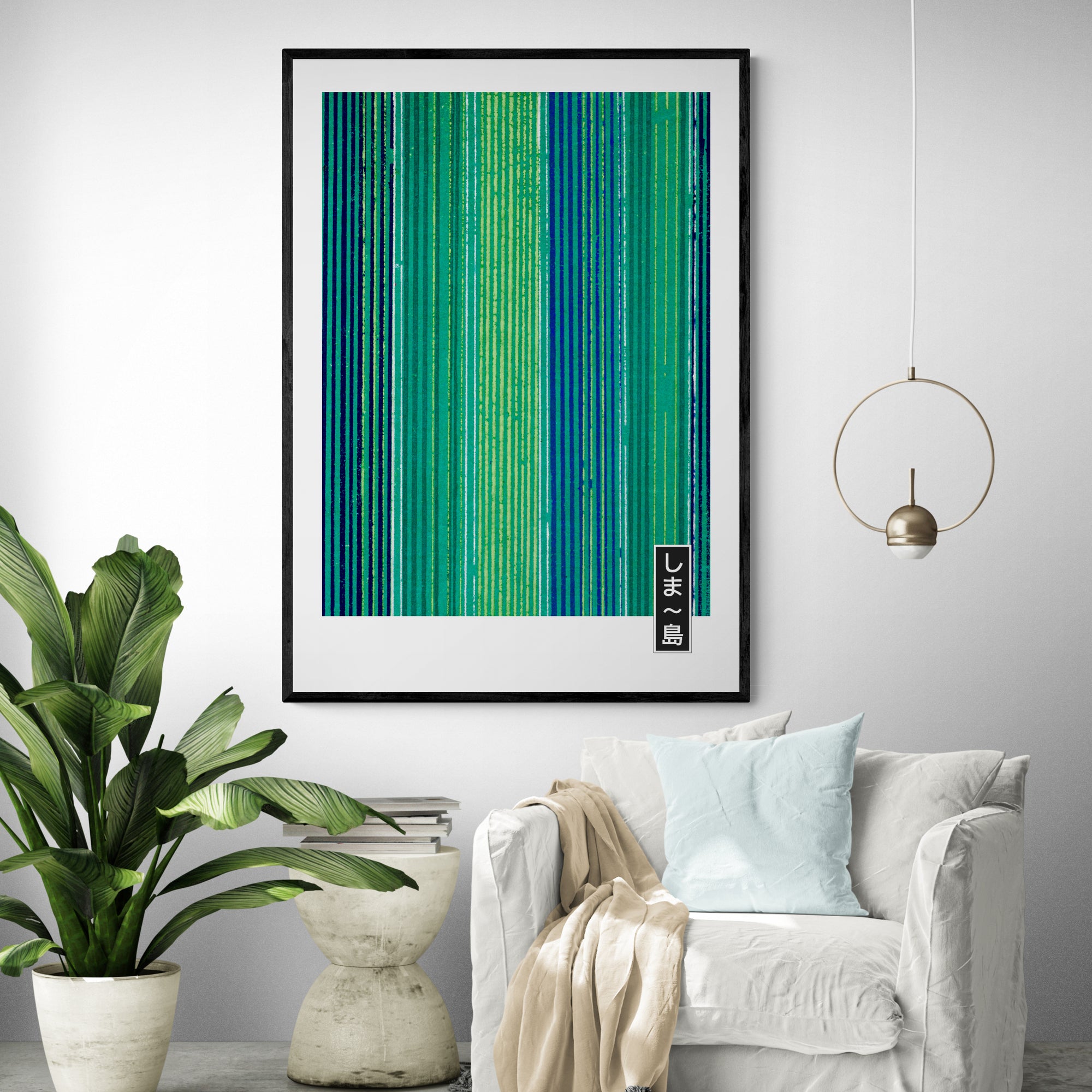 アート　PRETTY GREEN Prints 「Pocket Full」 Minimal Green Japanese Print Framed Wall Art | Inka Arthouse