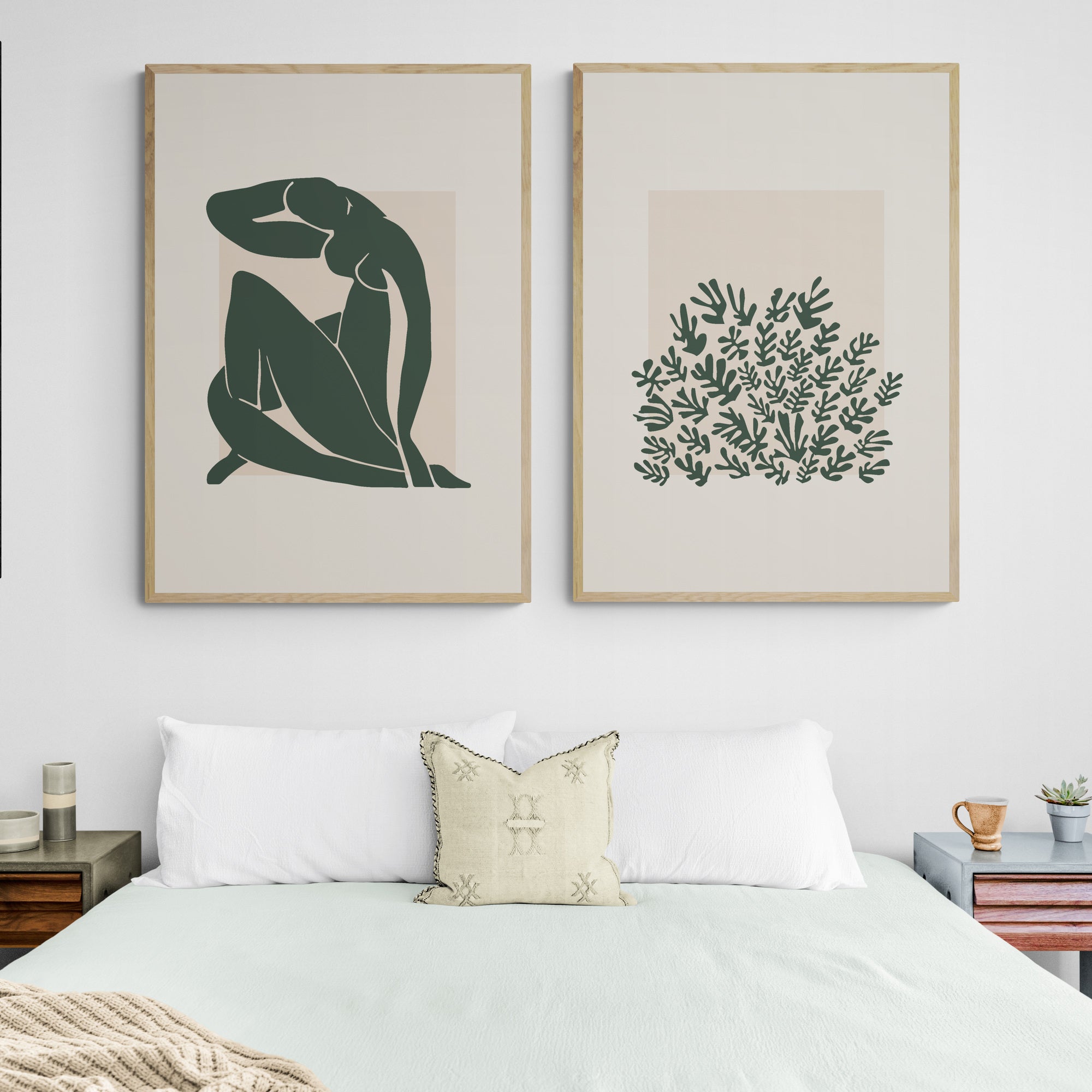 Olive Coral + Nude Set by Matisse Framed Wall Art | Inka Arthouse