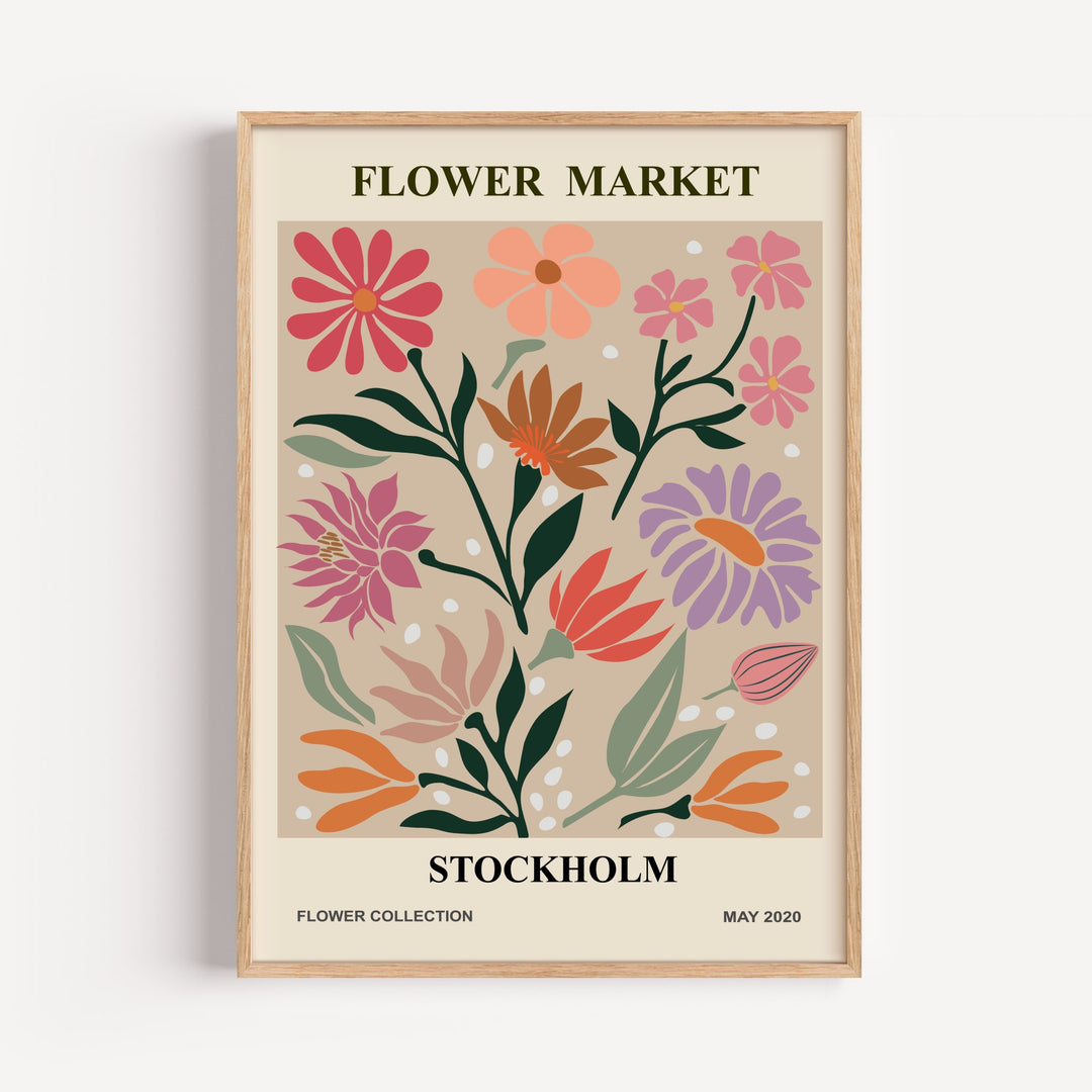Stockholm Flower Market Art Print Framed Wall Art | Inka Arthouse 
