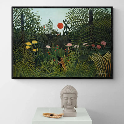 ララちゃんHenryJacquesアンリジャック Deep Forest Virgin Forest with Sunset by Henri Rousseau Framed Wall Art | Inka