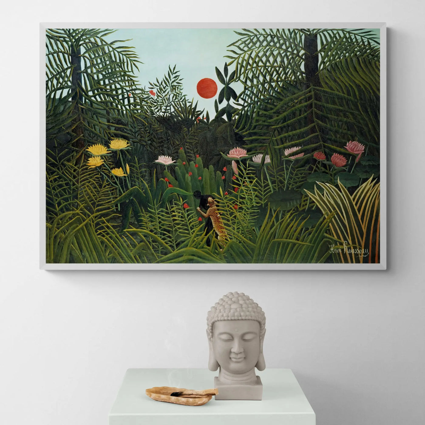 Virgin Forest with Sunset by Henri Rousseau Framed Wall Art | Inka