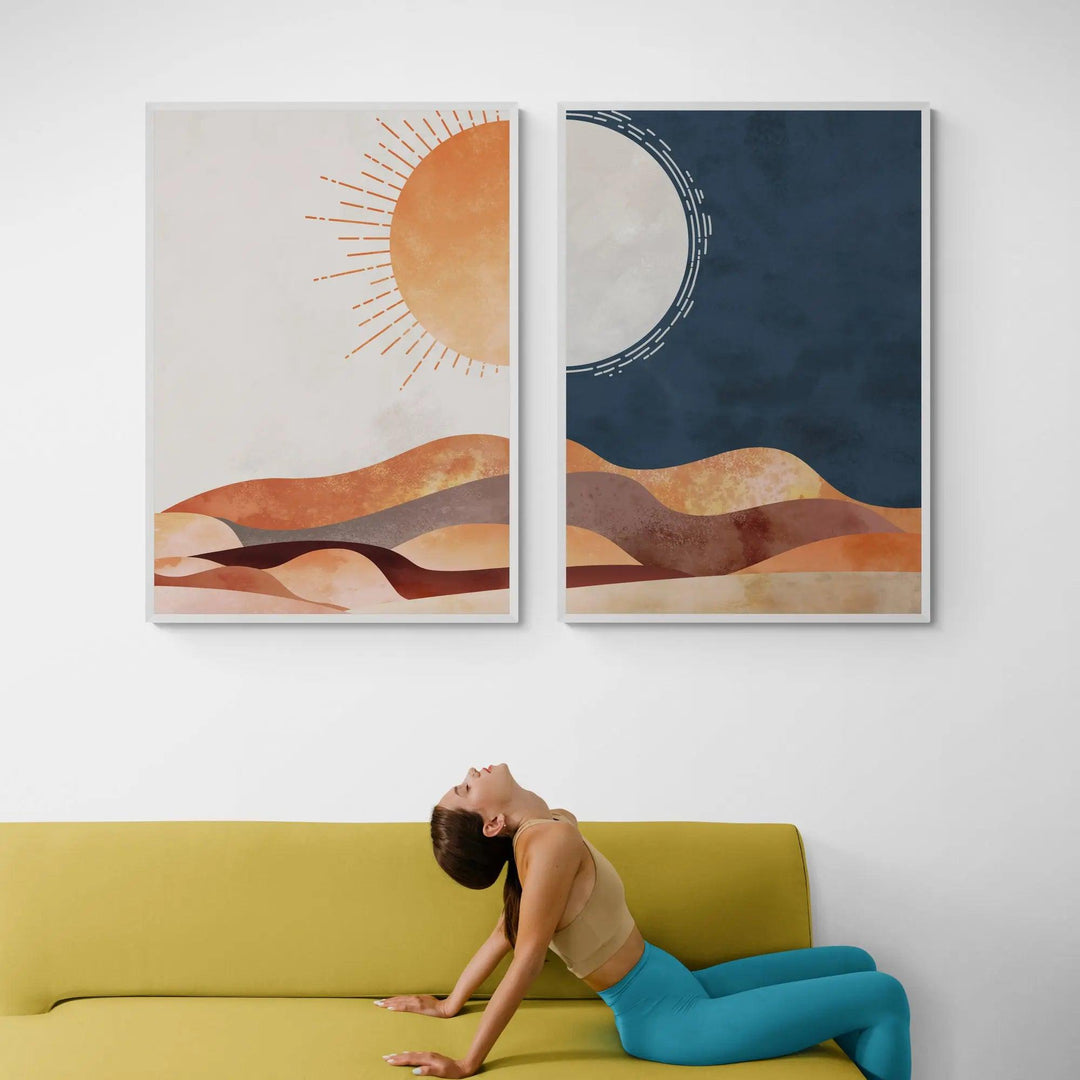 1点ものオーダー品 「人面月」油絵 Moon_Desert_Set_Of_Two_Wall_Ar